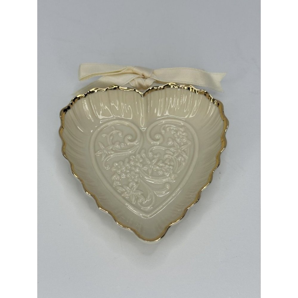 2pc set New Lenox "Wedding Promises" Platinum Heart Dish Party Favors Love Gift